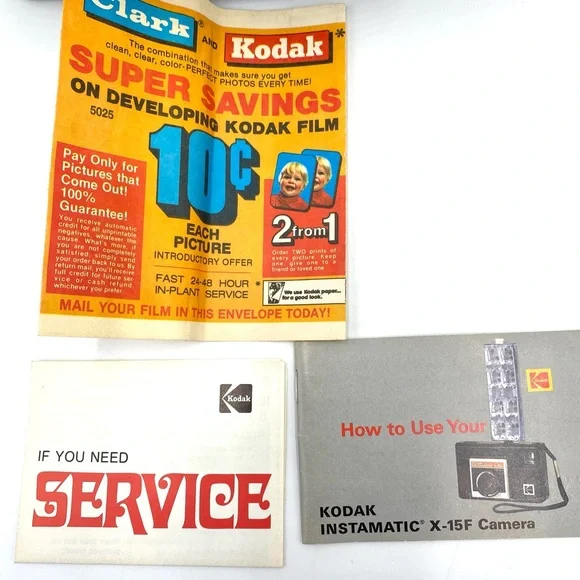 Vintage Camera KODAK INSTAMATIC X-15F Film Camera Point And Shoot. Untested.